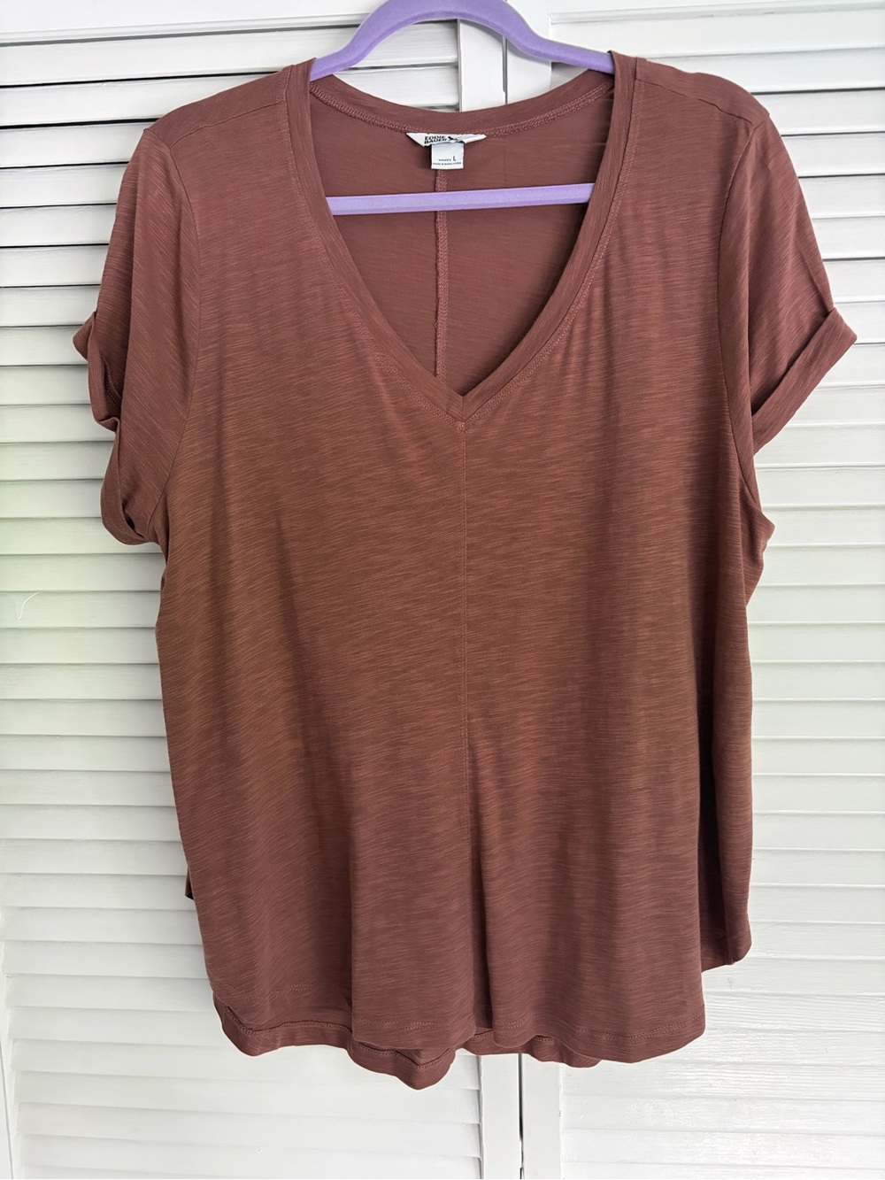 Eddie Bauer short sleeved V-neck brown top